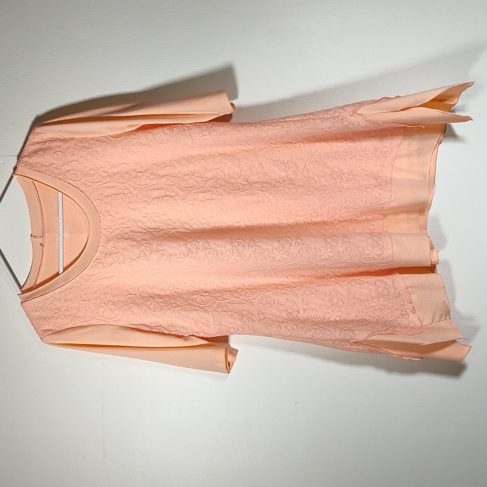 Soft Surroundings Endless Summer Lace Tunic top tee peach orange short sleeve M